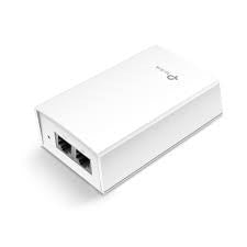 TP-Link TL-POE4824G Gigabit 48V Passive PoE Adapter providing both power and data transmission to PoE devices, wall mountable.