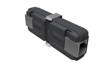 MikroTik Gigabit Passive Ethernet Repeater (MT-RBGPER), extending Ethernet range, ideal for long cable distances in buildings.