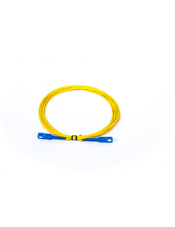 Acconet SC/UPC to SC/UPC simplex single mode fiber optic patch lead, 3 meters in length, used for data transmission.