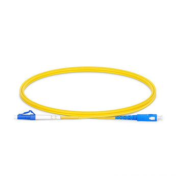 Acconet 1M single mode fiber optic patch lead, SC/UPC to LC/UPC connectors, simplex cable. Used for network connections.
