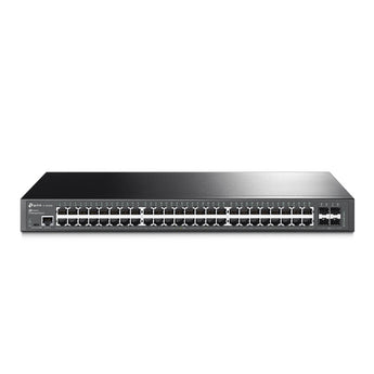 TP-Link JetStream TL-SG3452XP: 48-Port Gigabit PoE+ switch with 4 10G SFP+ ports for high-speed network connectivity and Omada SDN support.