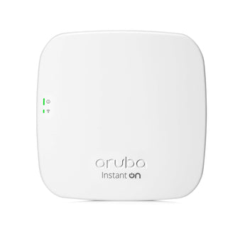HPE Networking Instant On AP12 WiFi 5 access point. White, square, indoor access point for reliable small business wireless connectivity.
