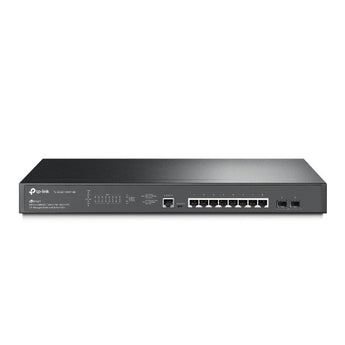 TP-Link JetStream TL-SG3210XHP-M2 switch: 8-Port 2.5G PoE+ and 2-Port 10GE SFP+ L2+ managed switch, rack-mountable.