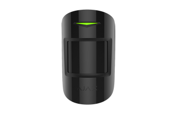 AJAX MotionProtect Plus black wireless indoor motion detector with thermal filter technology for pet-immune security systems.