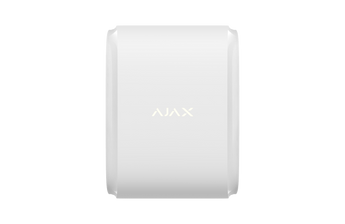 White AJAX DualCurtain outdoor motion sensor, AJAX-MP-DUAL-OUT-W, providing bi-directional perimeter security with curtain-type detection.