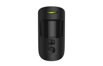 AJAX MotionCam (PhOD) Jeweller black wireless motion detector with photo-on-demand feature. Indoor security solution.
