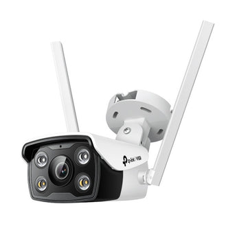 TP-Link VIGI C340-W: 4MP outdoor bullet camera with Wi-Fi, providing full-color, 24/7 surveillance for business security.