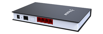 Yeastar TA410: 4-port FXO VoIP gateway connecting analog phone lines to VoIP networks. Features RJ11 ports and a LAN port.