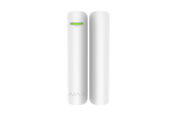 White AJAX DoorProtect wireless magnetic opening detector for doors and windows, part of the AJAX security system.