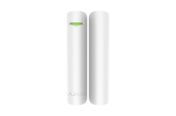 White AJAX DoorProtect wireless magnetic opening detector for doors and windows, part of the AJAX security system.