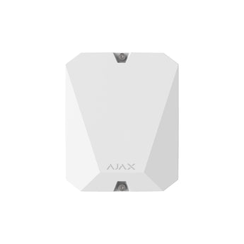 White AJAX VHF Bridge Jeweller module. Connects third-party VHF transmitters to the Ajax security system for expanded coverage.