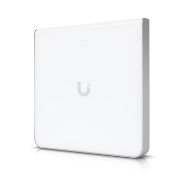 Ubiquiti UniFi6 U6-Enterprise-IW: White, wall-mounted WiFi 6E access point with multiple ports for enterprise indoor network solutions.