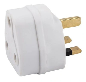 Acconet UK to South Africa plug adapter, white, converting UK plugs to fit SA sockets. Compact design, 16 Amp.