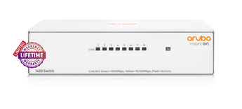 HPE Networking Instant On 1430 8-port Gigabit Ethernet switch with a compact design for small business network solutions.