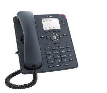 Snom D140 desk phone with a large display and backlit keypad. A 4-line SIP phone for office use.