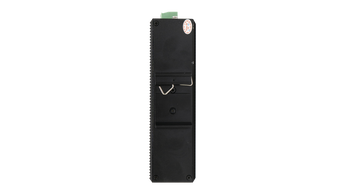 BDCOM IS200-2S4P industrial switch: 4 Gigabit PoE+ ports, 2 SFP ports, managed, metal housing, DIN-Rail mount for reliable network connectivity.