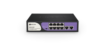 BDCOM S1000-8P2F 8-Port 100M PoE switch with 2 RJ45 ports. Provides power and network connectivity for IP devices; 90W PoE budget.