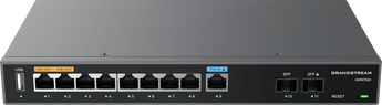 Grandstream GWN7003 VPN Router with 9 Gigabit Ethernet LAN/WAN ports and 2 SFP ports. A firewall solution for secure networking.