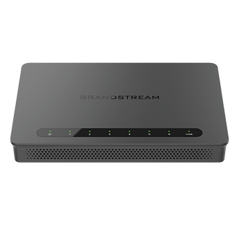 Grandstream GWN7001 VPN Router. Six Gigabit Ethernet ports, including PoE input and two PoE output ports for small to medium businesses.