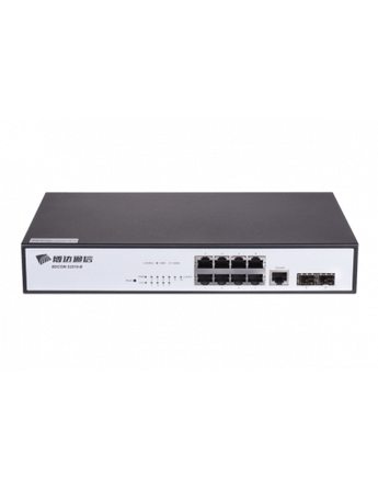 BDCOM S2510P 8-Port Gigabit PoE switch with 2 SFP ports and 150W power budget for powering IP cameras and other PoE devices.