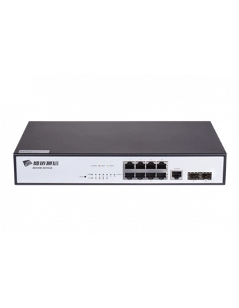 BDCOM S2510P 8-Port Gigabit PoE switch with 2 SFP ports and 150W power budget for powering IP cameras and other PoE devices.