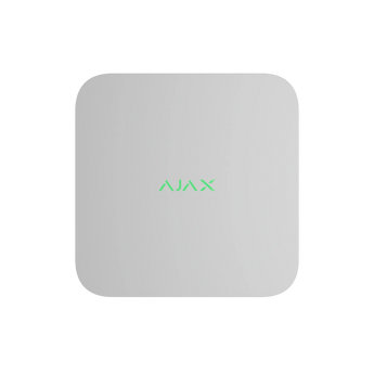 AJAX Security White 8-Channel 4K NVR for recording video from IP cameras, offering high-resolution surveillance and integration with Ajax hubs.