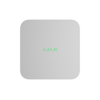 White AJAX 16-Channel 4K NVR for integrating third-party security cameras with your Ajax system, providing high-resolution video recording.
