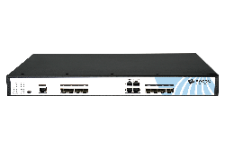BDCOM 4 Port EPON OLT Headend with dual AC power supplies. Rack-mounted, featuring EPON, Gigabit Ethernet, and SFP+ ports.