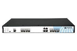 BDCOM 4 Port EPON OLT Headend with dual AC power supplies. Rack-mounted, featuring EPON, Gigabit Ethernet, and SFP+ ports.