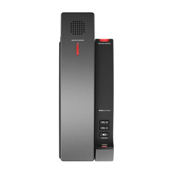 Snom HD101 cordless DECT handset, a black hospitality IP phone with a clear display, designed for guest room comfort and ease of use.