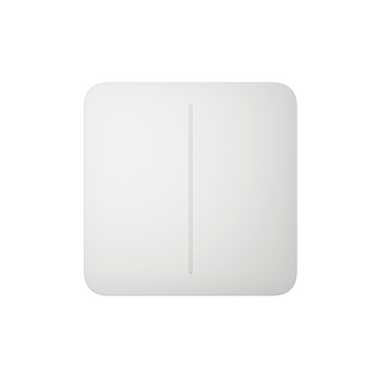 White AJAX SoloButton 2-GANG light switch. A double, touch-sensitive smart switch for home automation and security systems.