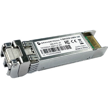 Grandstream GWN-SM-10G SFP+ module for single-mode fiber, enabling 10km 10G network connections in enterprise environments.