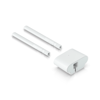 Ubiquiti UniFi Ultra Omni Antenna with desktop stand for extended dual-band Wi-Fi coverage indoors. Weatherproof antenna design.