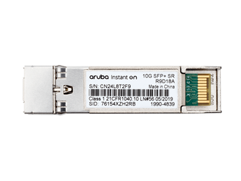 HPE Networking Instant On 10G SFP+ LC SR module for high-speed data transfer over multimode fiber up to 300m. For Aruba IO 1960 switches.