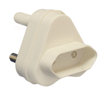 Acconet 2-Pin Euro Adaptor with SA Plug Head, 5A. Converts European plugs for South African outlets.