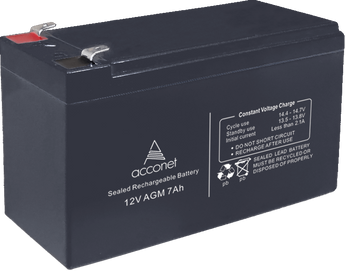 Acconet 12V 7Ah AGM deep cycle battery. Ideal for UPS, solar, and other power backup applications. Reliable and long-lasting.