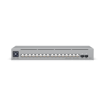 Ubiquiti UniFi Pro Max 16-port Etherlighting switch. Offers 2.5 GbE, PoE++ output, and versatile mounting for professional network setups.