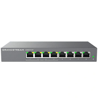 Grandstream GWN7711P: 8-port Gigabit Ethernet PoE switch, cloud managed, for small to medium business network solutions.