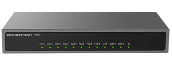 Grandstream HT-881: 8-port FXO VoIP gateway with RJ11 ports for connecting analog phone lines to a SIP-based phone system.