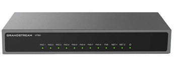 Grandstream HT-881: 8-port FXO VoIP gateway with RJ11 ports for connecting analog phone lines to a SIP-based phone system.