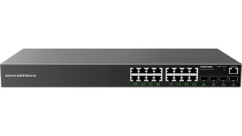 Grandstream GWN7802P: 16-port Gigabit Ethernet PoE+ switch with 4 SFP ports. Enterprise-grade Layer 2+ managed network solution.