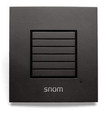 Snom M5 Range Extending Repeater: A small, black device that expands the range of your Snom DECT phone system for reliable call coverage.