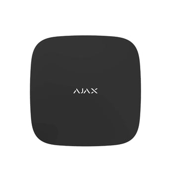 Black AJAX Security Hub 4G control panel with SIM and Ethernet ports for wireless security system management.