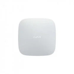 AJAX Security Hub White 4G control panel with SIM and Ethernet ports for wireless alarm system connectivity.