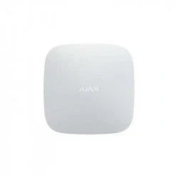 AJAX Security Hub White 4G control panel with SIM and Ethernet ports for wireless alarm system connectivity.