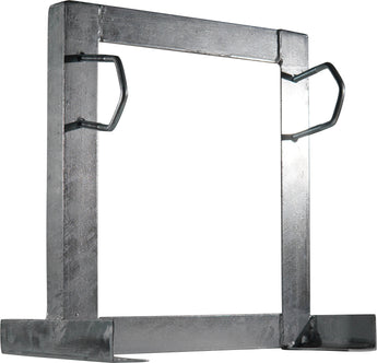 Galvanized square wall mount bracket with 250mm offset, two clamps, and fits 32-60mm poles. Used for mounting poles to walls.