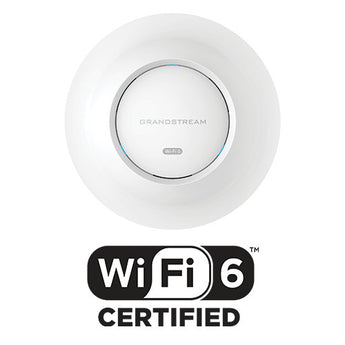 Grandstream GWN7664E indoor access point, featuring WiFi 6, 4x4:4 MU-MIMO, and a sleek design for enterprise-grade wireless.
