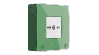 Green AJAX Security Manual Call Point (AJAX-CP-G) - a wireless, resettable emergency button for activating pre-programmed security scenarios.