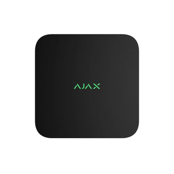 Black AJAX Security 16-Channel 4K NVR for IP cameras; supports up to 16 TB HDD, providing comprehensive video surveillance integration.