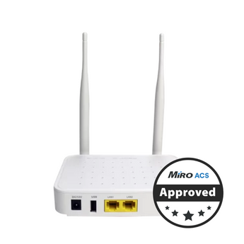 BDCOM GP1704-2F-E xPON ONU/ONT with 1GB, 1FE, 300Mbps Wireless, and USB port. A MiRO ACS Approved HGU device.